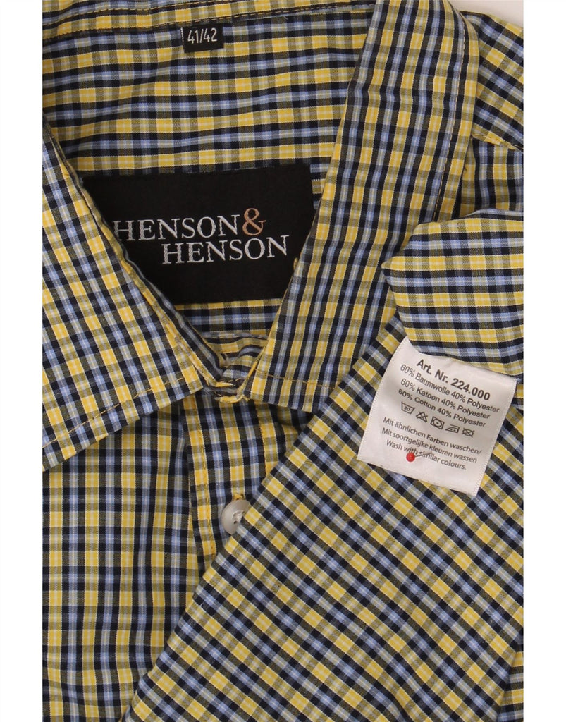 HENSON&HENSON Mens Shirt Size 41/42 Large Yellow Check Cotton Vintage Henson&Henson and Second-Hand Henson&Henson from Messina Hembry 