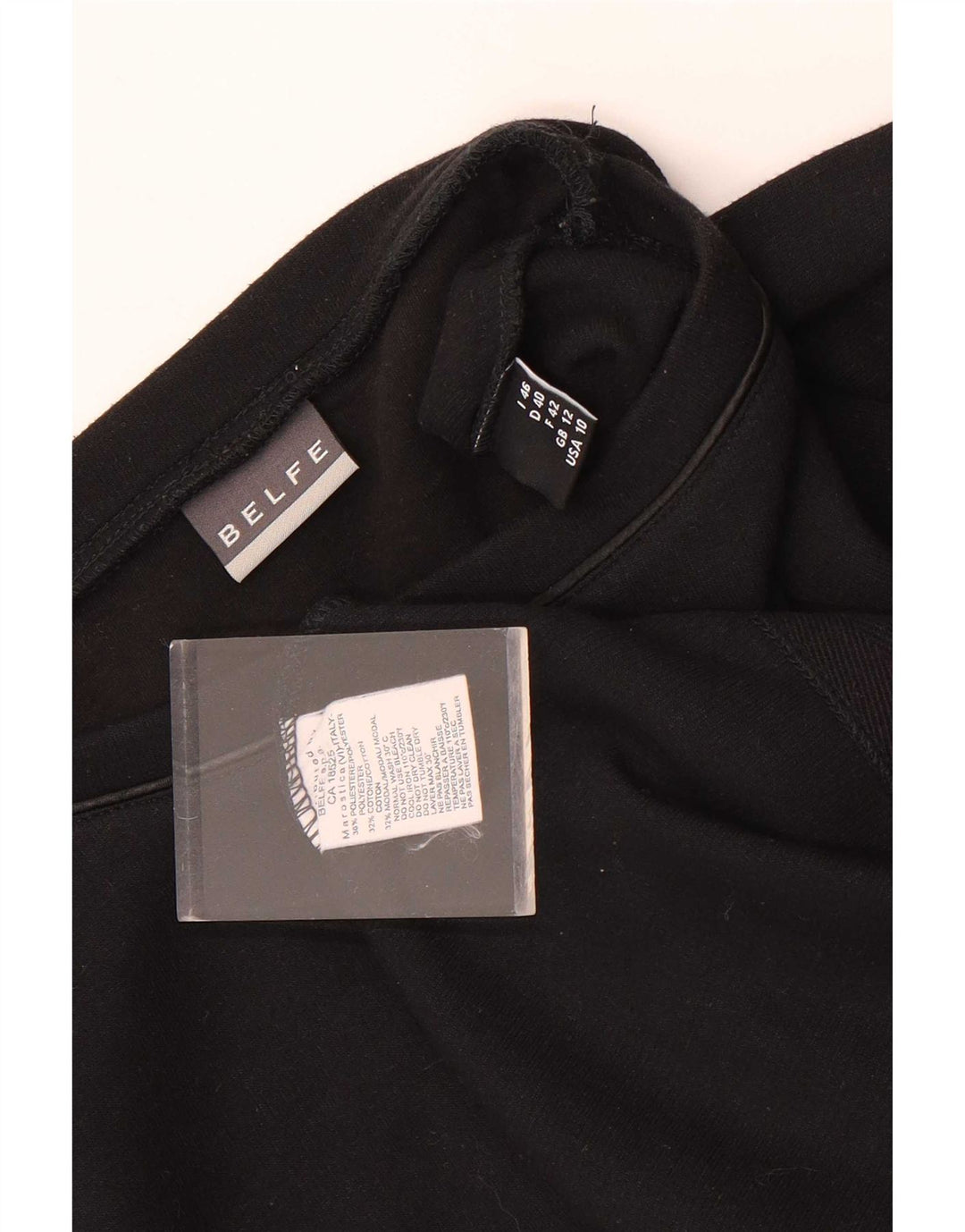 Belfe Womens Top Long Sleeve UK 12 Medium Black Polyester
