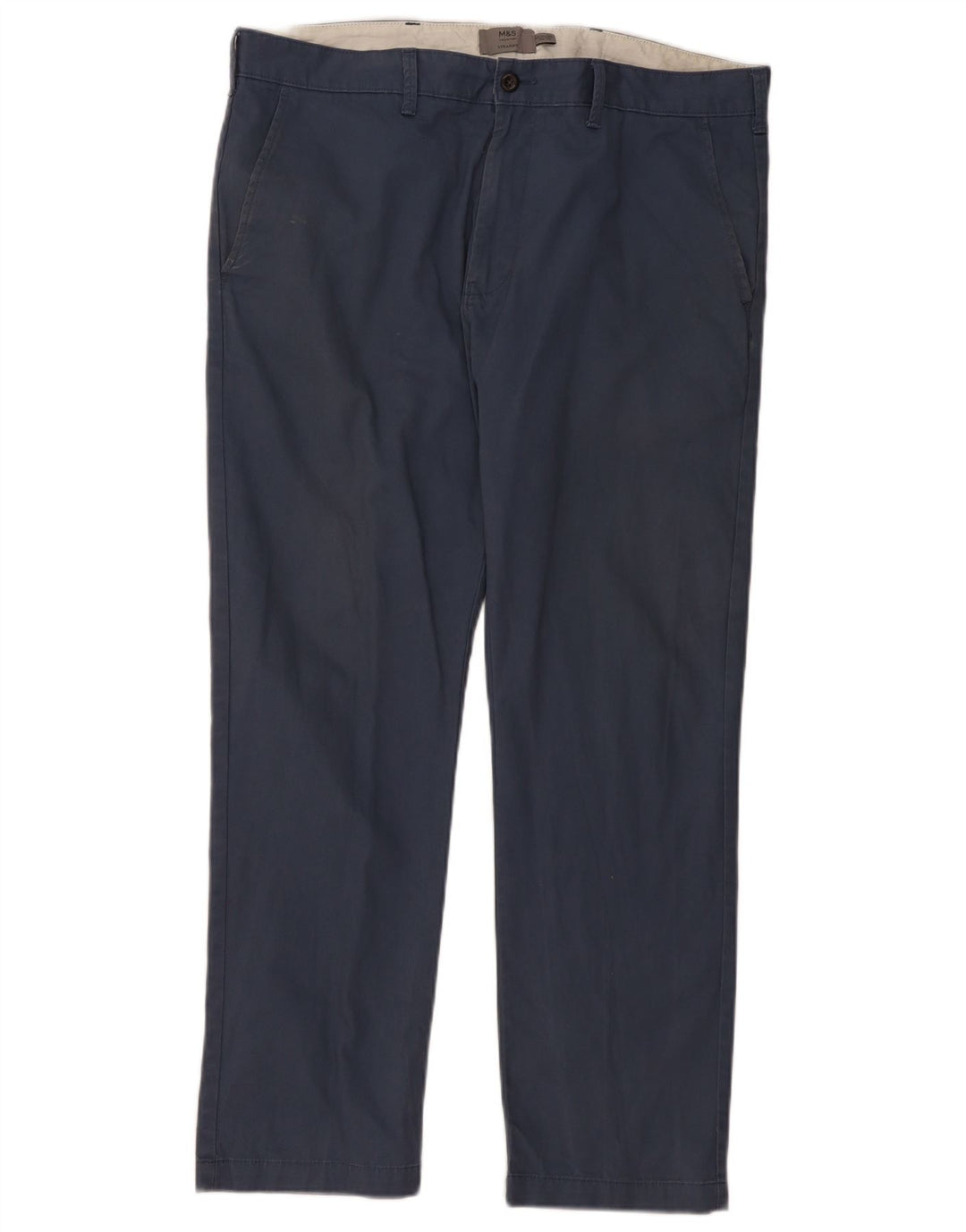 Marks & Spencer Mens Straight Chino Trousers W38 L31 Blue Cotton