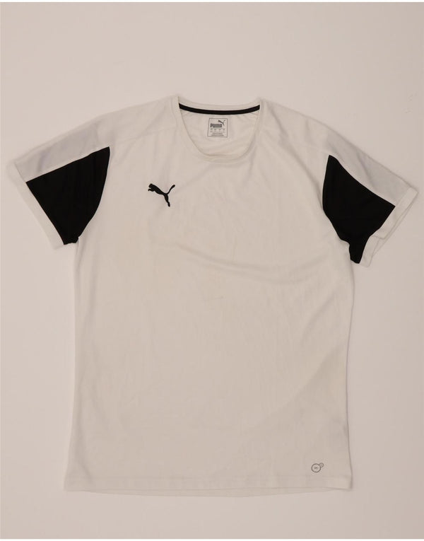 Puma Mens T-Shirt Top Large White Colourblock Polyester