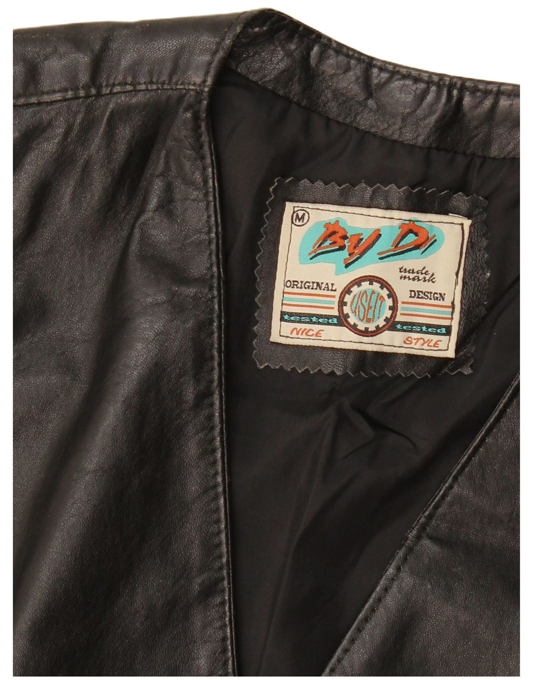 VINTAGE Mens Leather Waistcoat Medium Black