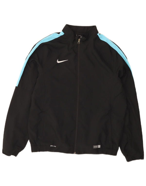 Nike Boys Dri Fit Tracksuit Top Jacket 13-14 Years XL Black Colourblock