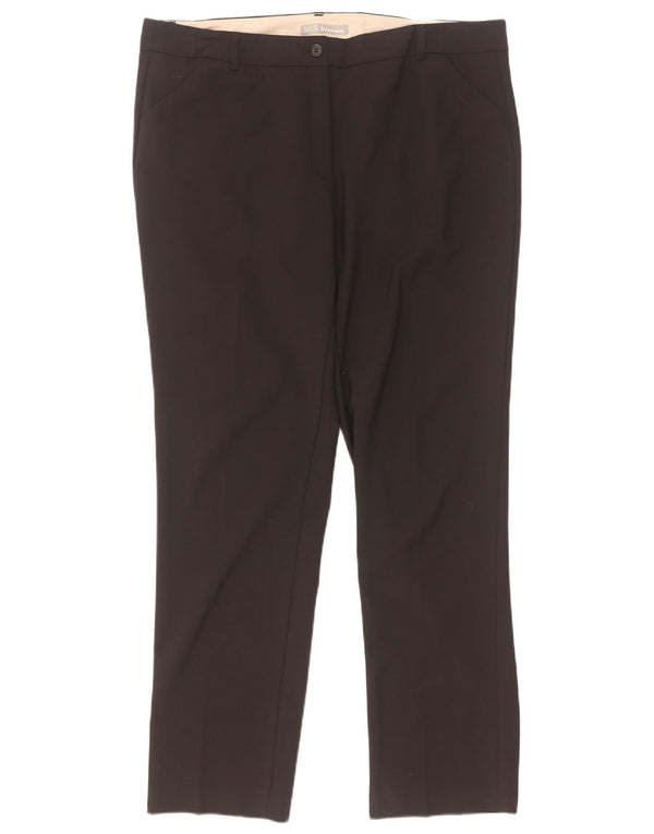 Marks & Spencer Womens Straight Casual Trousers UK 16 Large W36 L31 Black