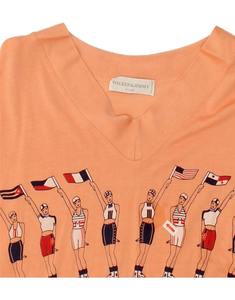 VINTAGE Womens Graphic T-Shirt Top UK 16 Large Orange Vintage Vintage and Second-Hand Vintage from Messina Hembry 