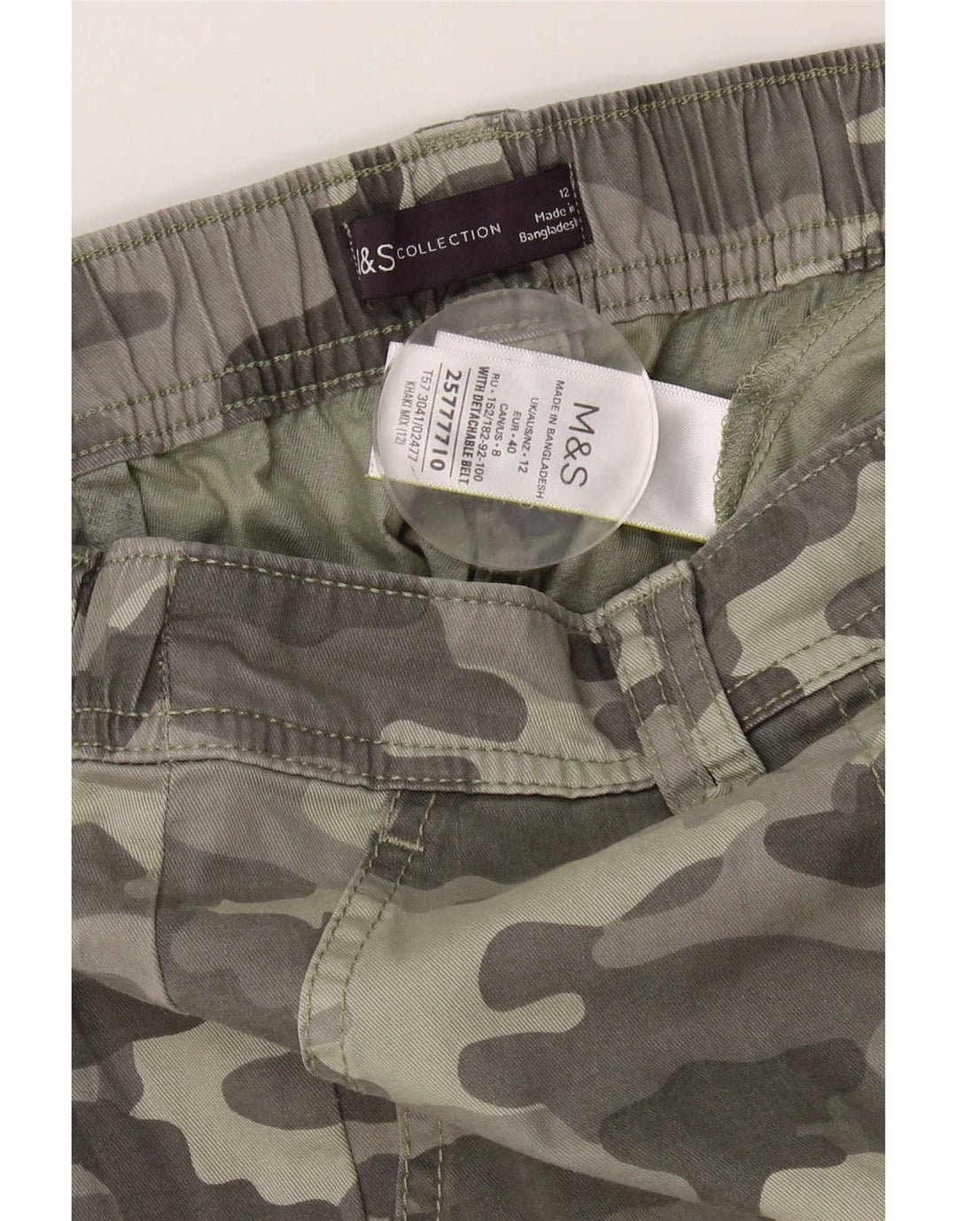 Marks & Spencer Womens High Waist Cargo Shorts UK 12 Medium W30 Khaki