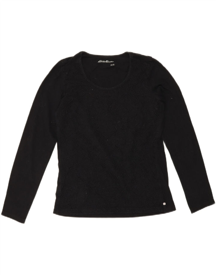 EDDIE BAUER Womens Top Long Sleeve UK 6 XS Black Cotton Vintage Eddie Bauer and Second-Hand Eddie Bauer from Messina Hembry 