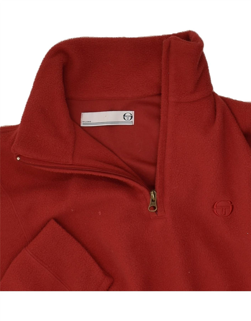 SERGIO TACCHINI Mens Zip Neck Fleece Jumper Small Red Polyester | Vintage Sergio Tacchini | Thrift | Second-Hand Sergio Tacchini | Used Clothing | Messina Hembry 