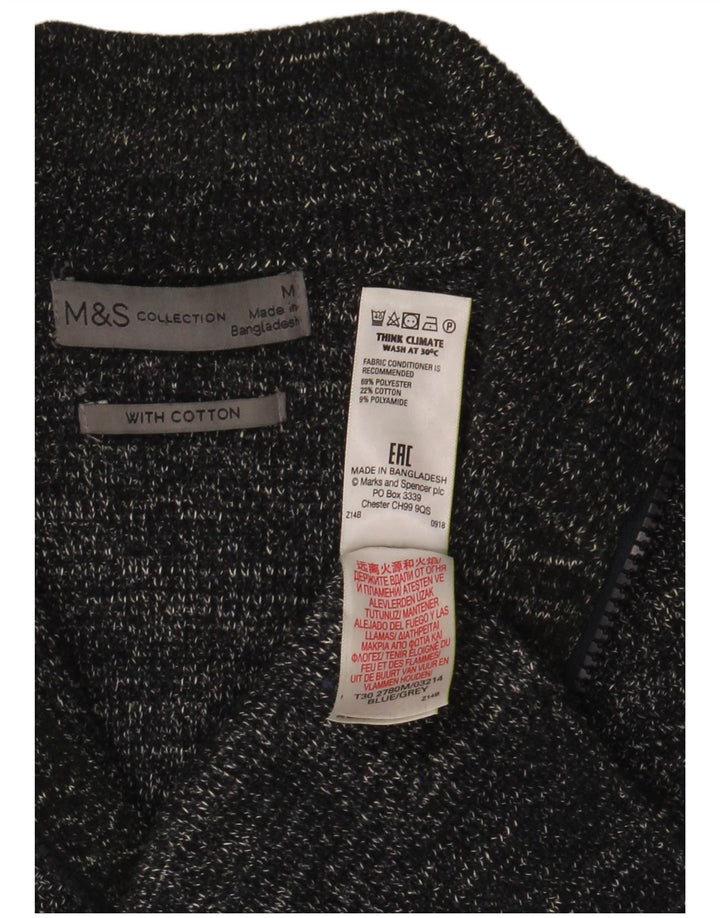 Marks & Spencer Mens Cardigan Sweater Medium Grey Flecked Polyester