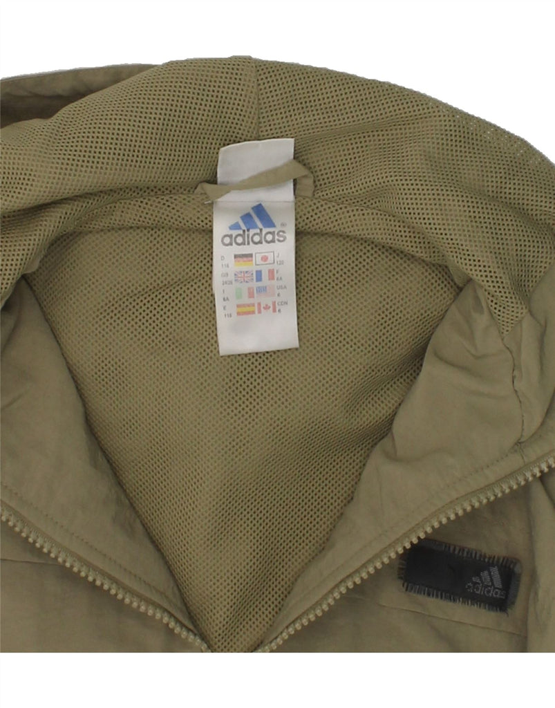 ADIDAS Boys Hooded Rain Jacket 5-6 Years Beige Polyester | Vintage Adidas | Thrift | Second-Hand Adidas | Used Clothing | Messina Hembry 