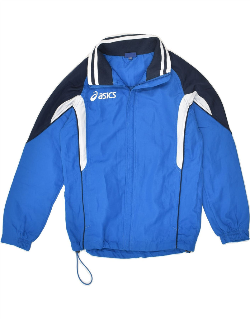 ASICS Boys Tracksuit Top Jacket 7-8 Years Blue Colourblock Polyester | Vintage Asics | Thrift | Second-Hand Asics | Used Clothing | Messina Hembry 