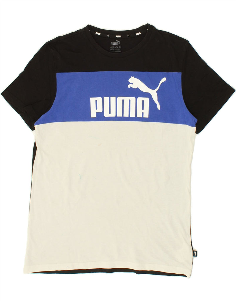 PUMA Boys Graphic T-Shirt Top 15-16 Years Black Colourblock Polyester | Vintage Puma | Thrift | Second-Hand Puma | Used Clothing | Messina Hembry 