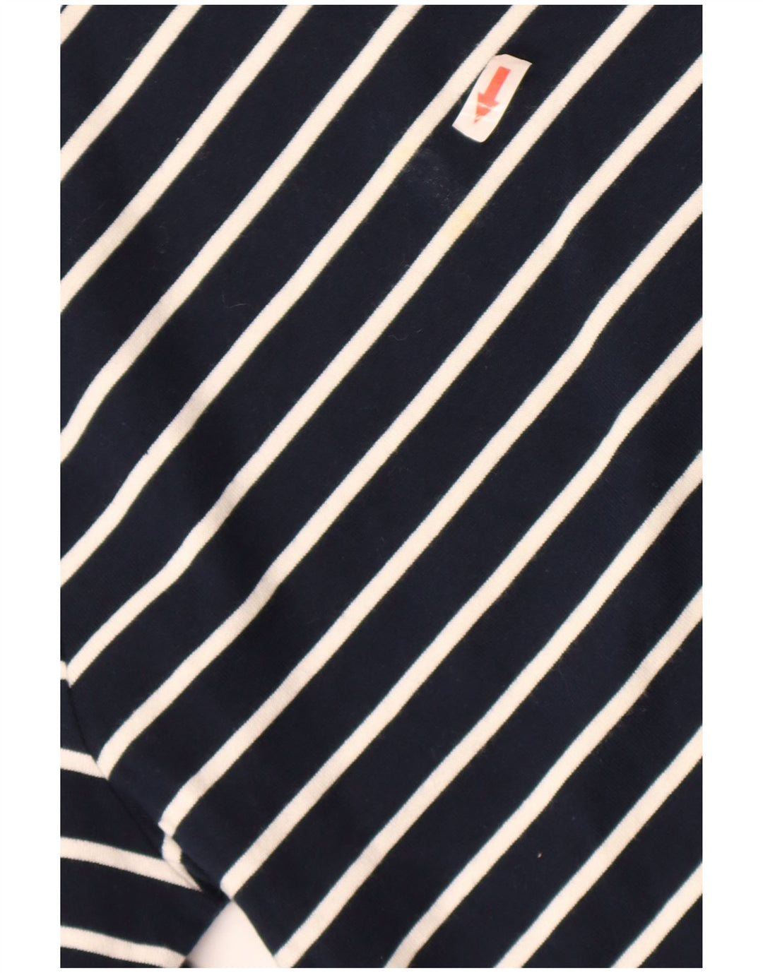 Zara Mens Crew Neck Jumper Sweater Medium Navy Blue Striped Cotton