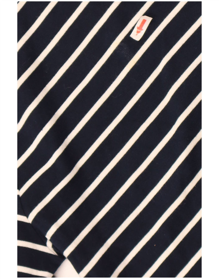 Zara Mens Crew Neck Jumper Sweater Medium Navy Blue Striped Cotton