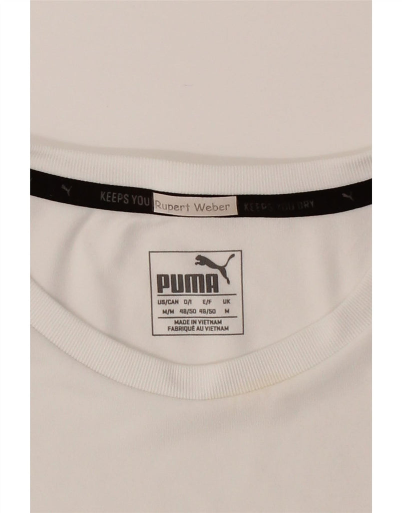 PUMA Mens T-Shirt Top Medium White Vintage Puma and Second-Hand Puma from Messina Hembry 