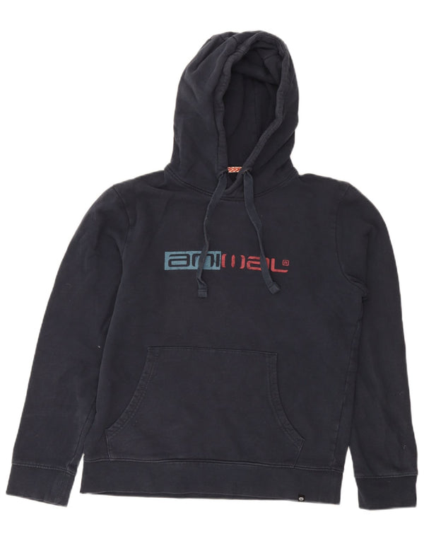 Animal Mens Graphic Hoodie Jumper Small Navy Blue Cotton