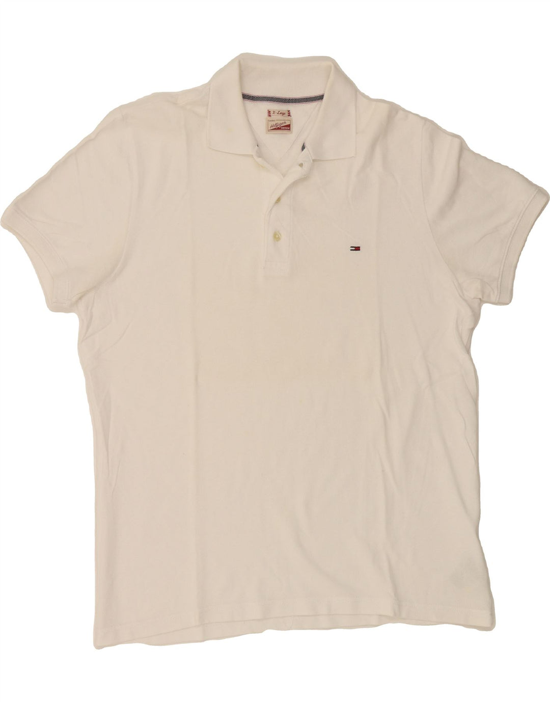 TOMMY HILFIGER Mens Polo Shirt XL White Cotton Vintage Tommy Hilfiger and Second-Hand Tommy Hilfiger from Messina Hembry 