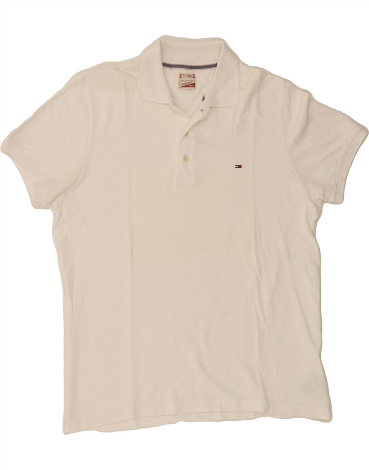 TOMMY HILFIGER Mens Polo Shirt XL White Cotton Vintage Tommy Hilfiger and Second-Hand Tommy Hilfiger from Messina Hembry 