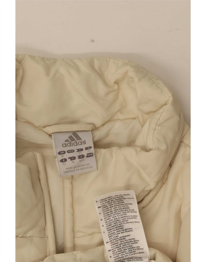 Adidas Womens Padded Jacket UK 16 Large Off White Polyester