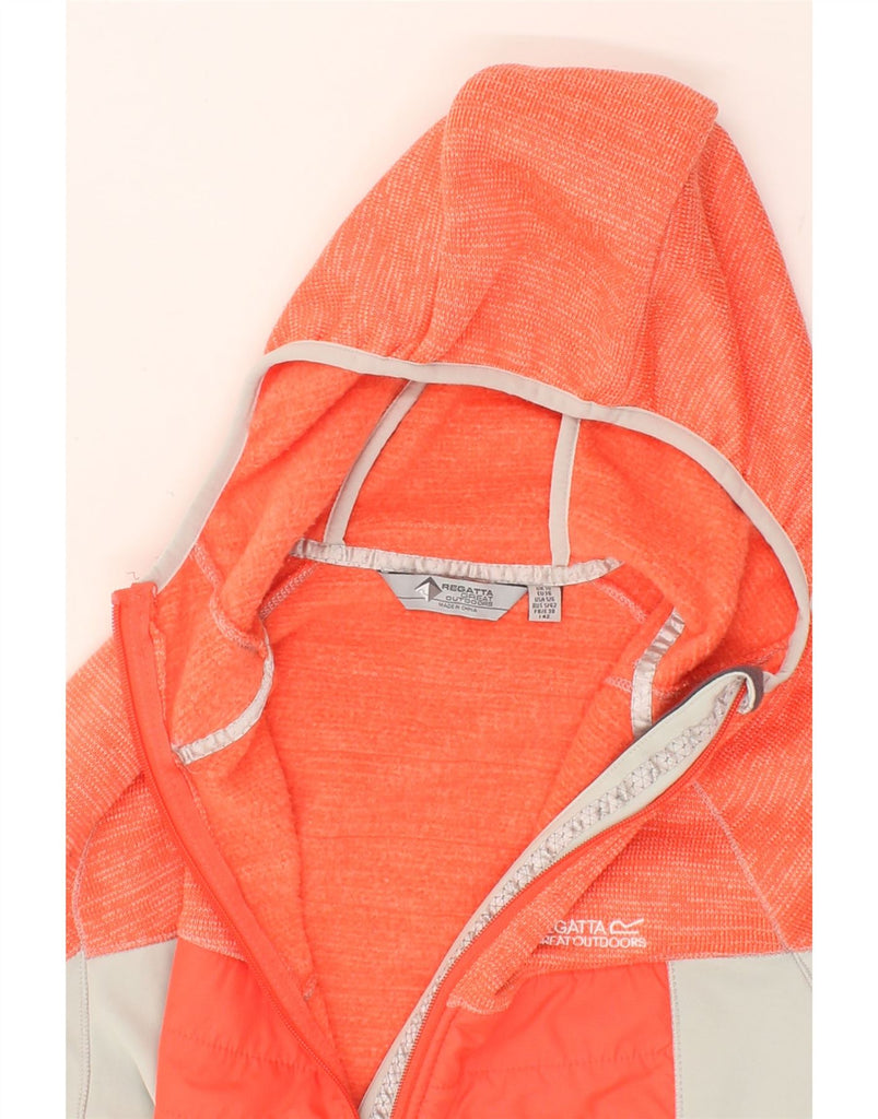 REGATTA Womens Hooded Tracksuit Top Jacket UK 10 Small  Orange Colourblock Vintage Regatta and Second-Hand Regatta from Messina Hembry 