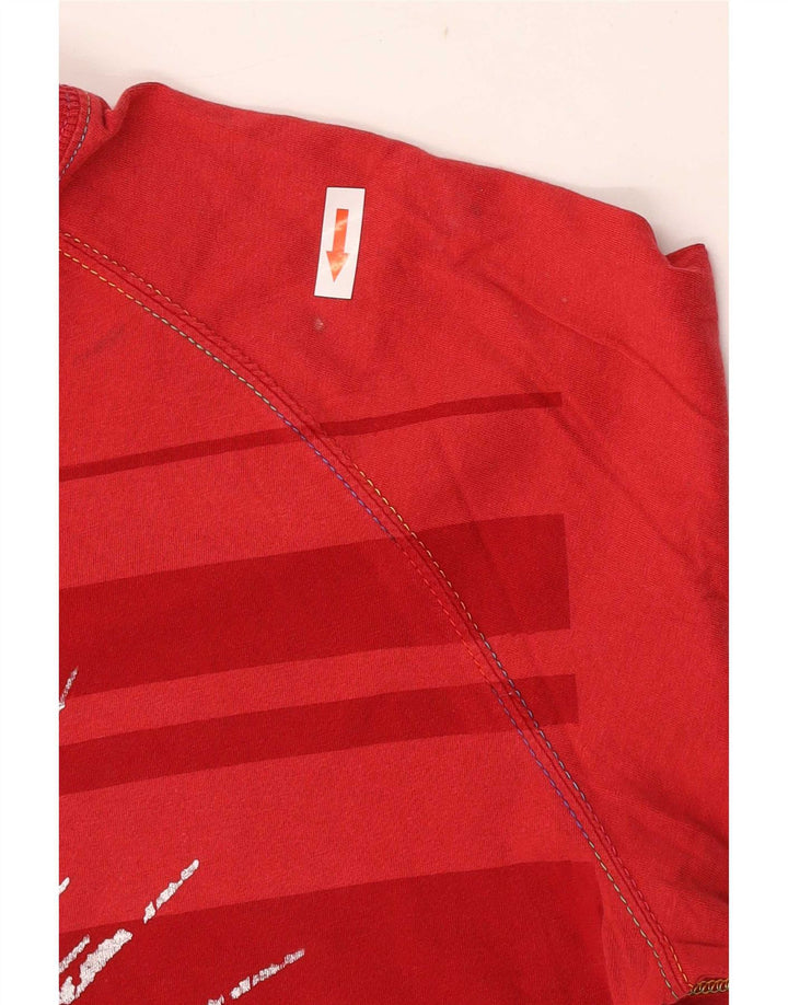 Jack & Jones Mens Graphic Top Long Sleeve Large Red Cotton