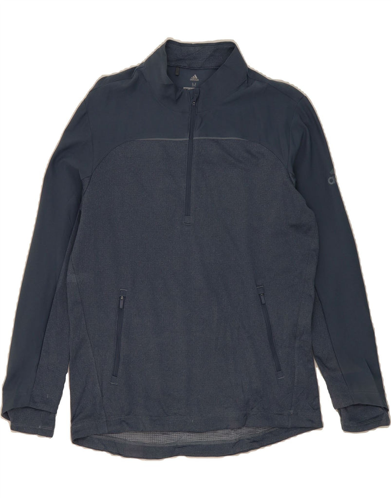 ADIDAS Mens Zip Neck Pullover Tracksuit Top Medium Navy Blue Polyester Vintage Adidas and Second-Hand Adidas from Messina Hembry 