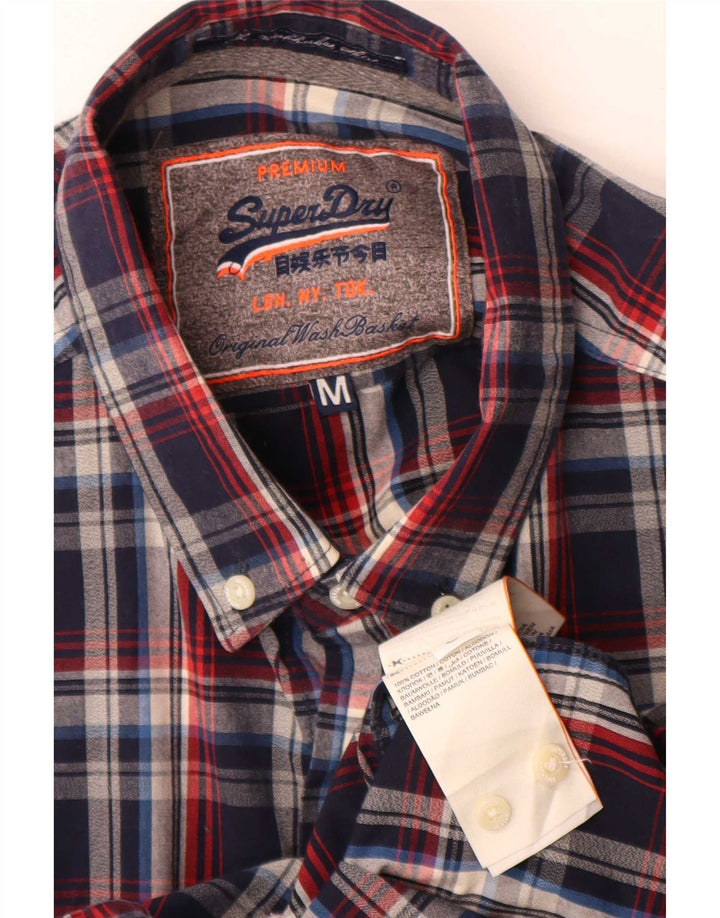 Superdry Mens Flannel Shirt Medium Navy Blue Check Cotton