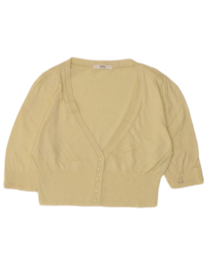 Marks & Spencer Womens Crop Cardigan Sweater UK 10 Small Yellow