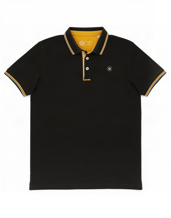 Jack & Jones Mens Polo Shirt XL Black Colourblock Cotton