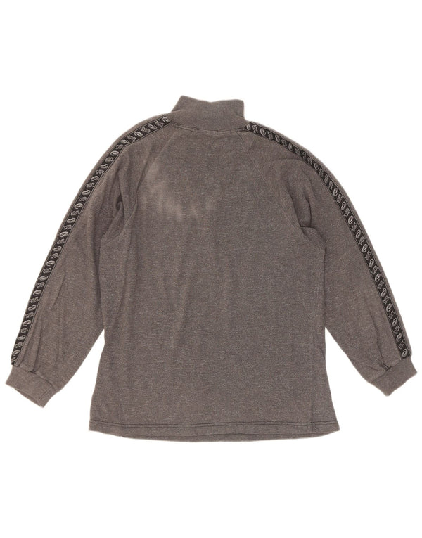 Asics Mens Zip Neck Graphic Top Long Sleeve Small Grey Colourblock