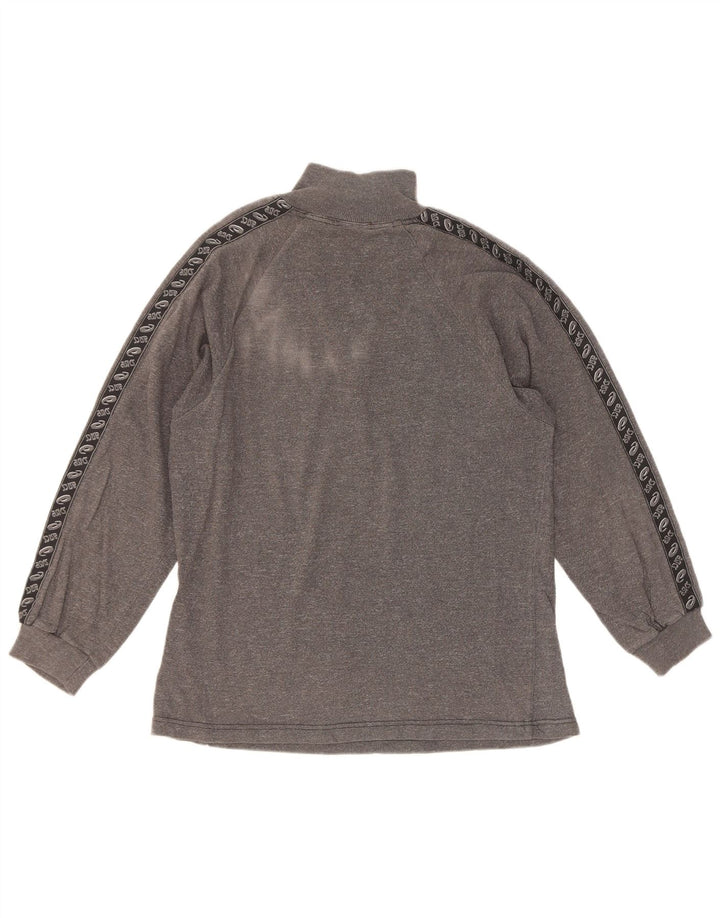 Asics Mens Zip Neck Graphic Top Long Sleeve Small Grey Colourblock