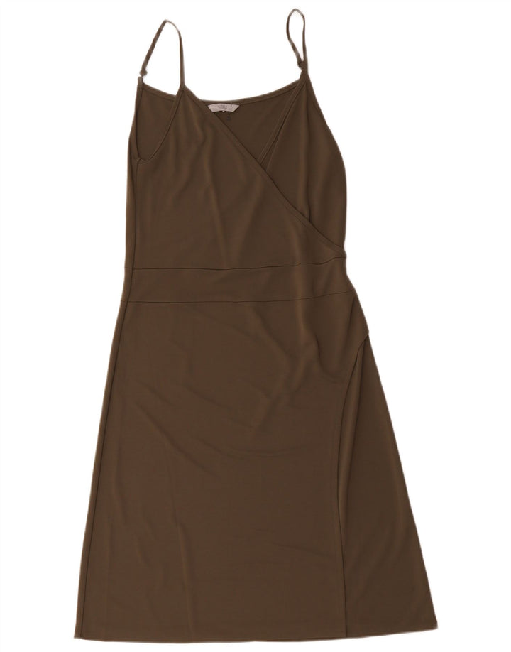Marks & Spencer Womens Sleeveless A-Line Dress UK 12 Medium Khaki