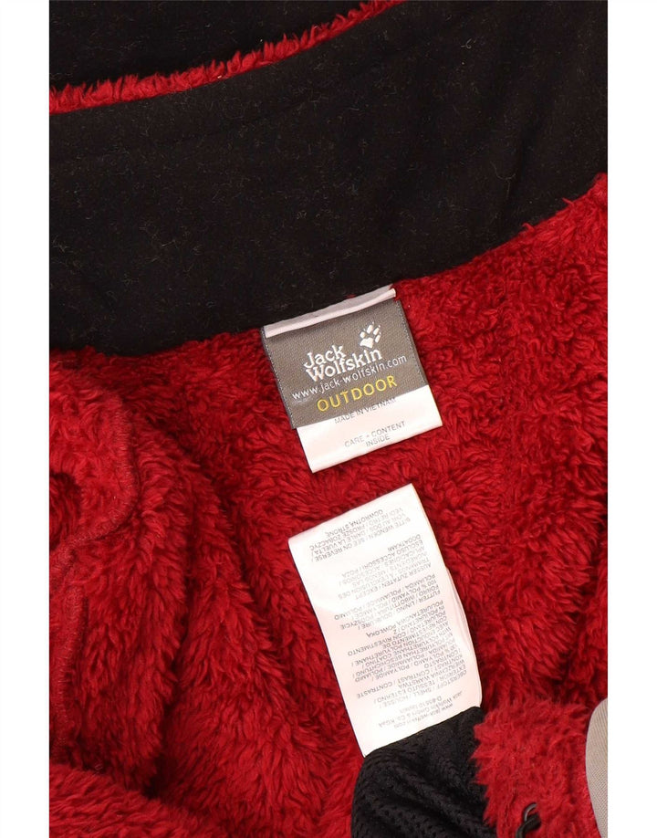 Jack Wolfskin Womens Hooded Windbreaker Jacket UK 12 Medium Red Colourblock