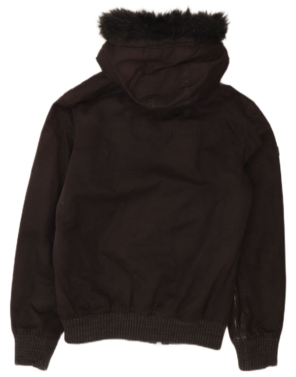 Superdry Mens Hooded Bomber Jacket UK 38 Medium Black