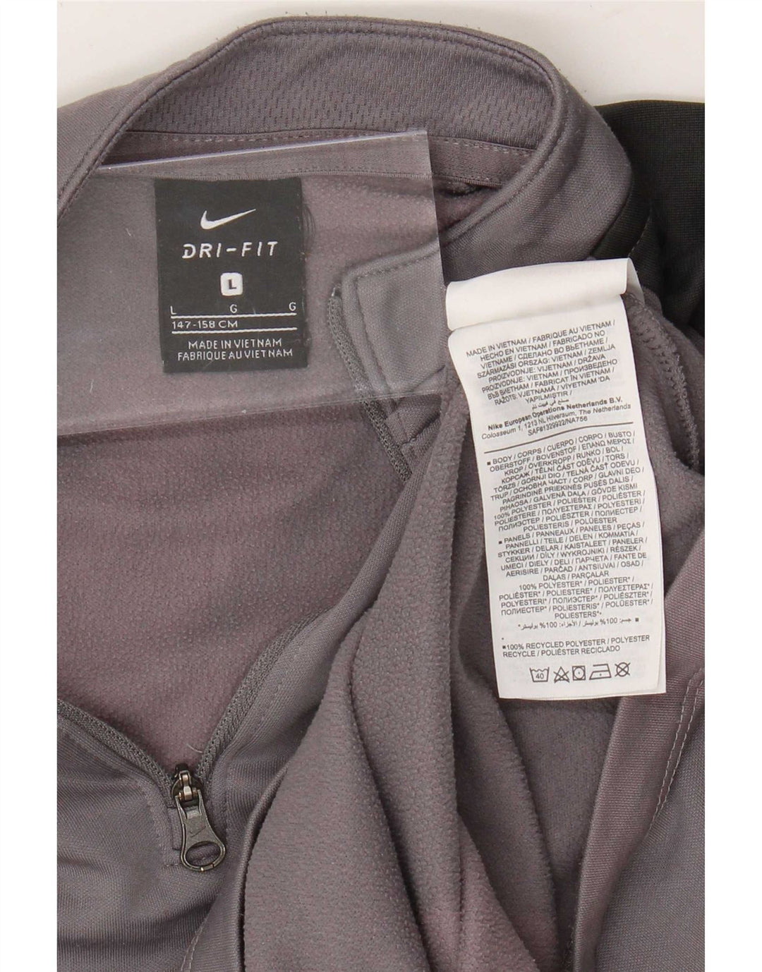Nike Boys Dri Fit Pullover Tracksuit Top 12-13 Years Large Grey Colourblock