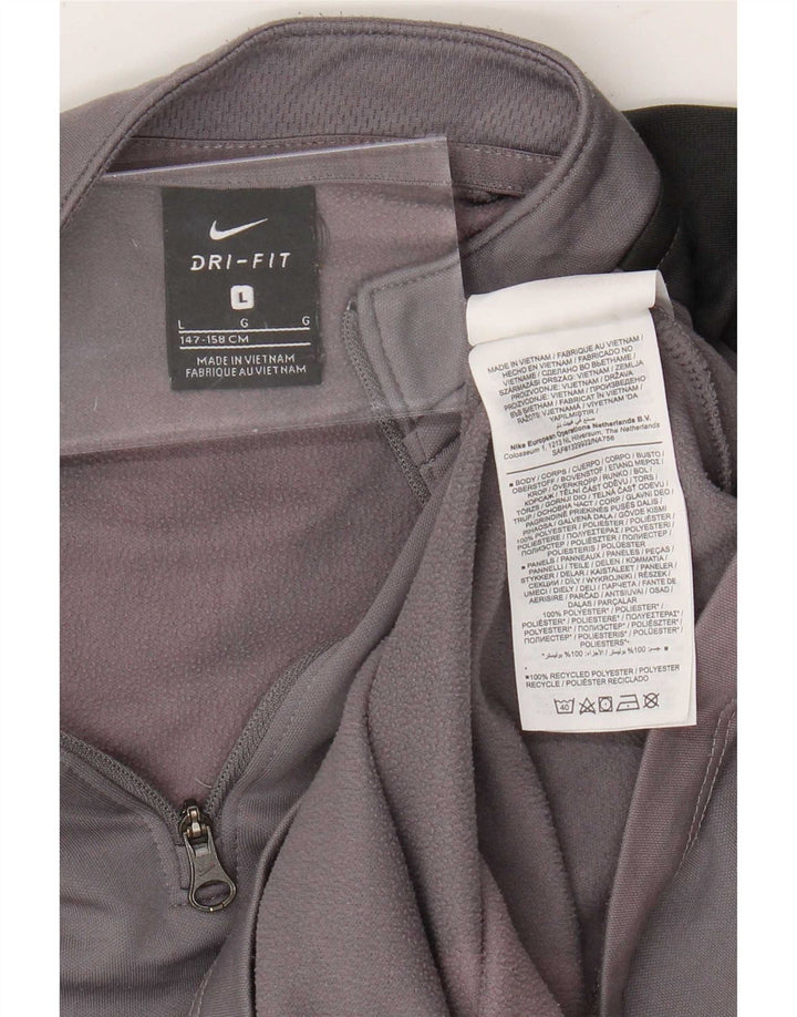 Nike Boys Dri Fit Pullover Tracksuit Top 12-13 Years Large Grey Colourblock