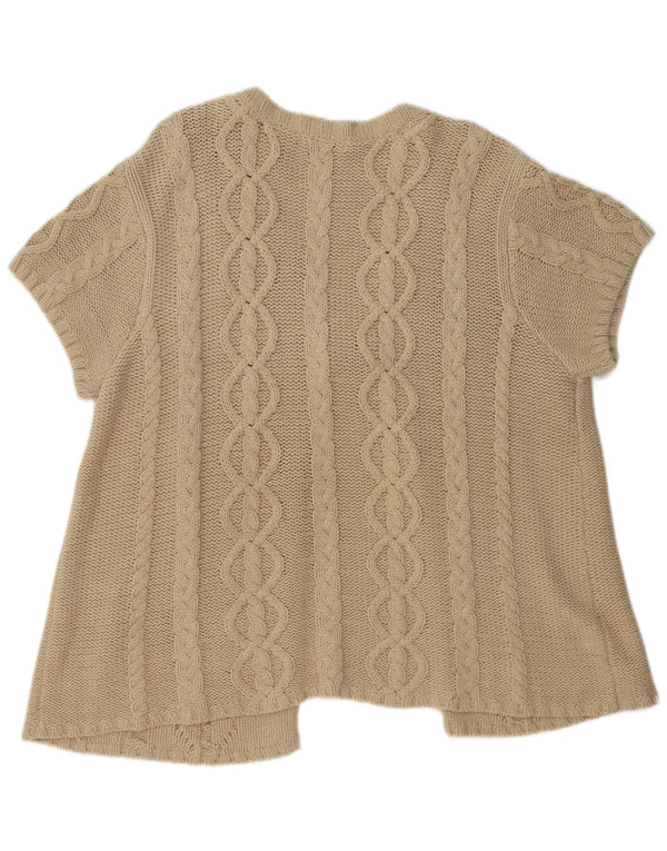 Orvis Womens Short Sleeve Cardigan Sweater UK 18 XL Beige Cotton