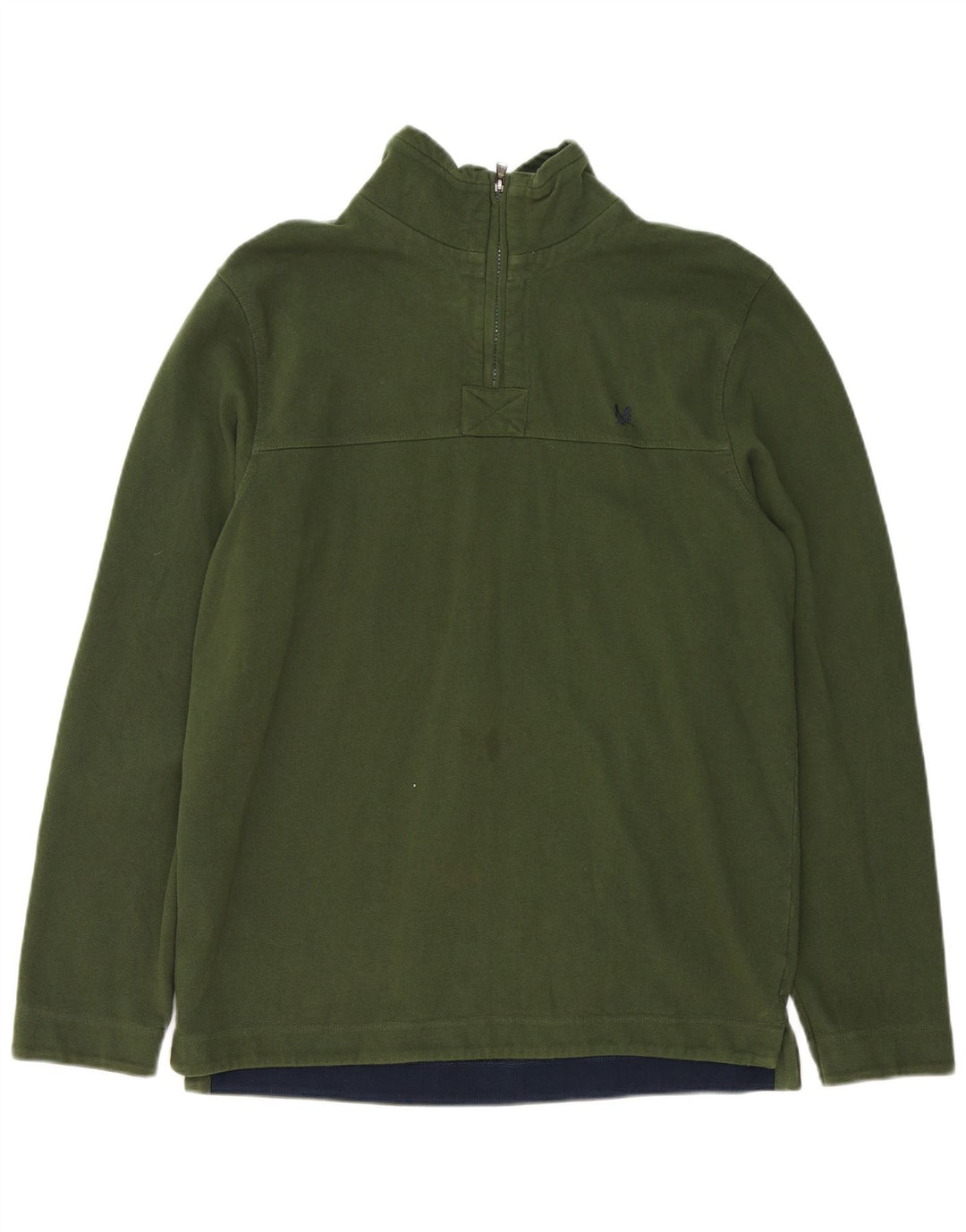 Crew Clothing Mens Zip Neck Sweatshirt Jumper Medium Green Cotton