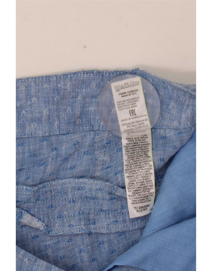 Marks & Spencer Womens Pegged Chino Shorts UK 12 Medium W32 Blue Geometric