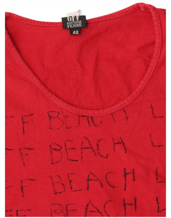Gianfranco Ferre Womens Crop Graphic T-Shirt Top IT 42 Medium Red