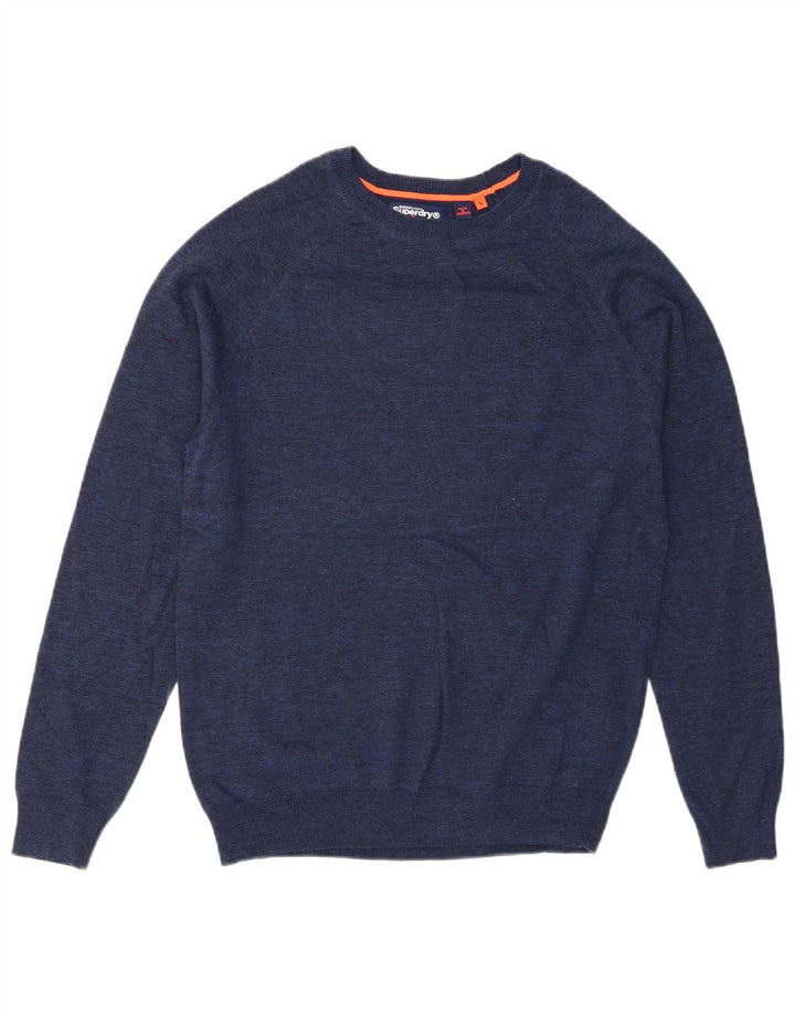 Superdry Mens Crew Neck Jumper Sweater Large Blue Cotton