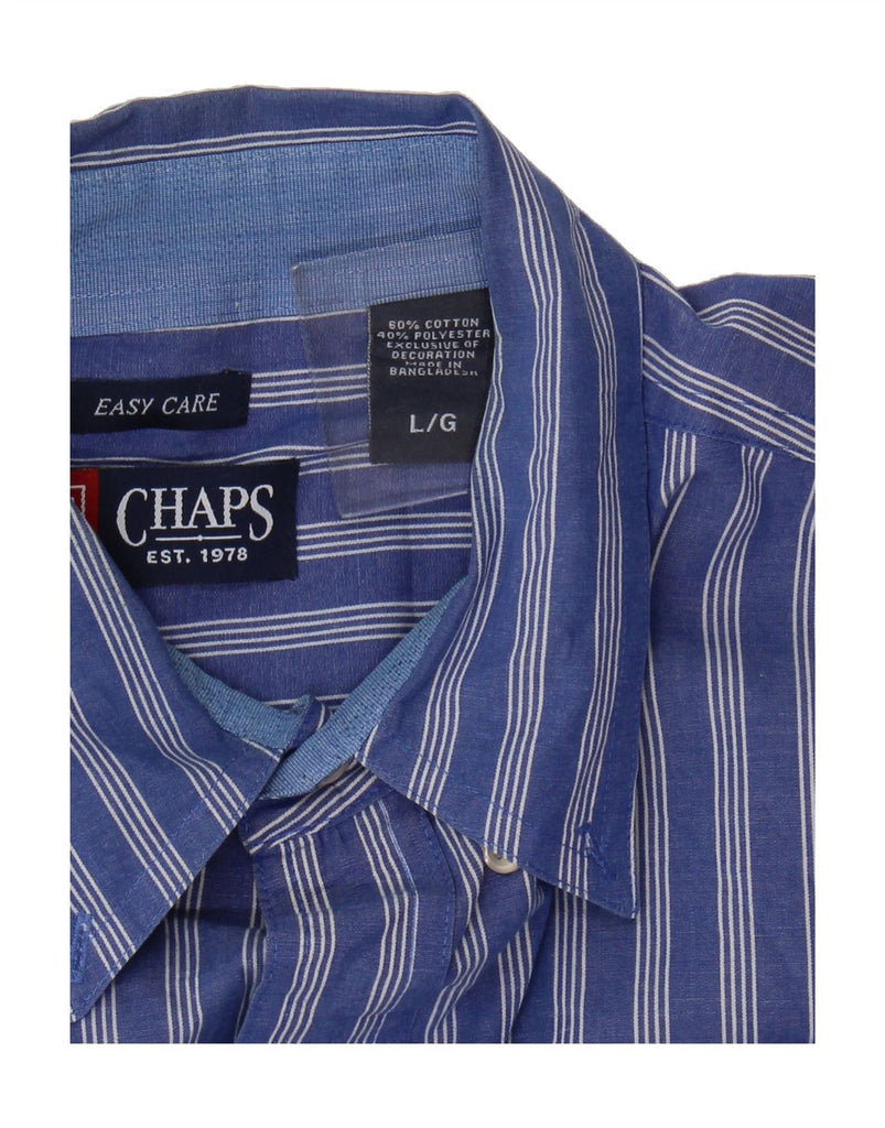 CHAPS Mens Grant Fit Shirt Large Blue Striped Cotton Vintage Chaps and Second-Hand Chaps from Messina Hembry 