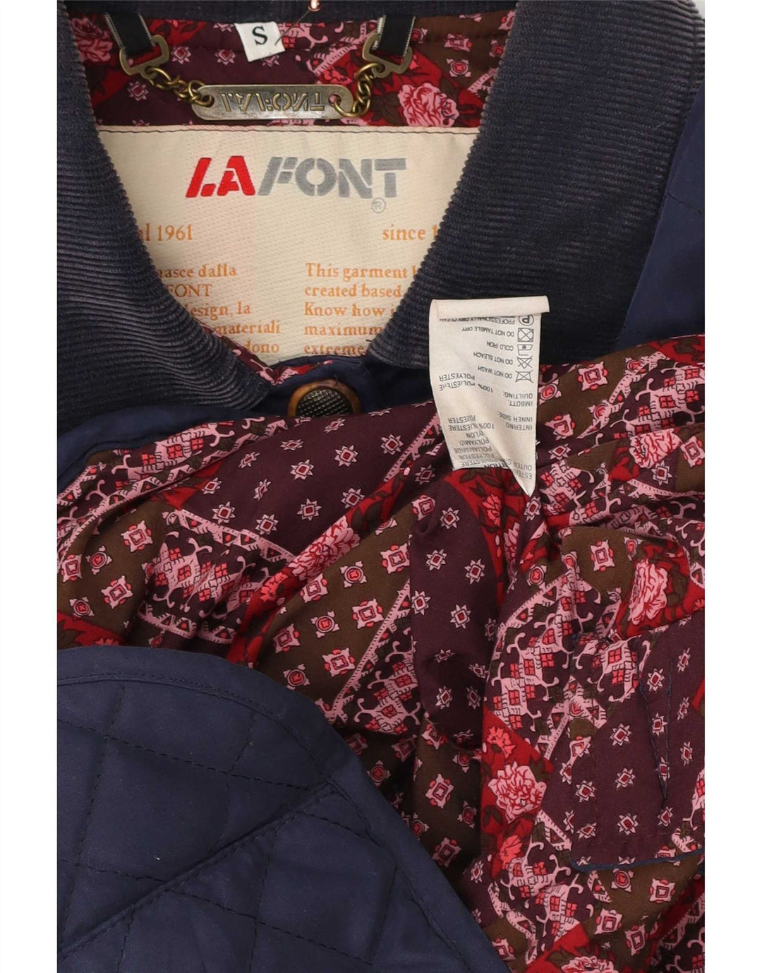 Lafont Womens Loose Fit Quilted Jacket UK 10 Small Navy Blue Polyester