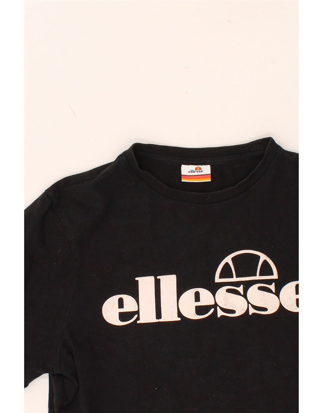 ELLESSE Womens Crop Graphic T-Shirt Top UK 14 Medium Black Vintage Ellesse and Second-Hand Ellesse from Messina Hembry 