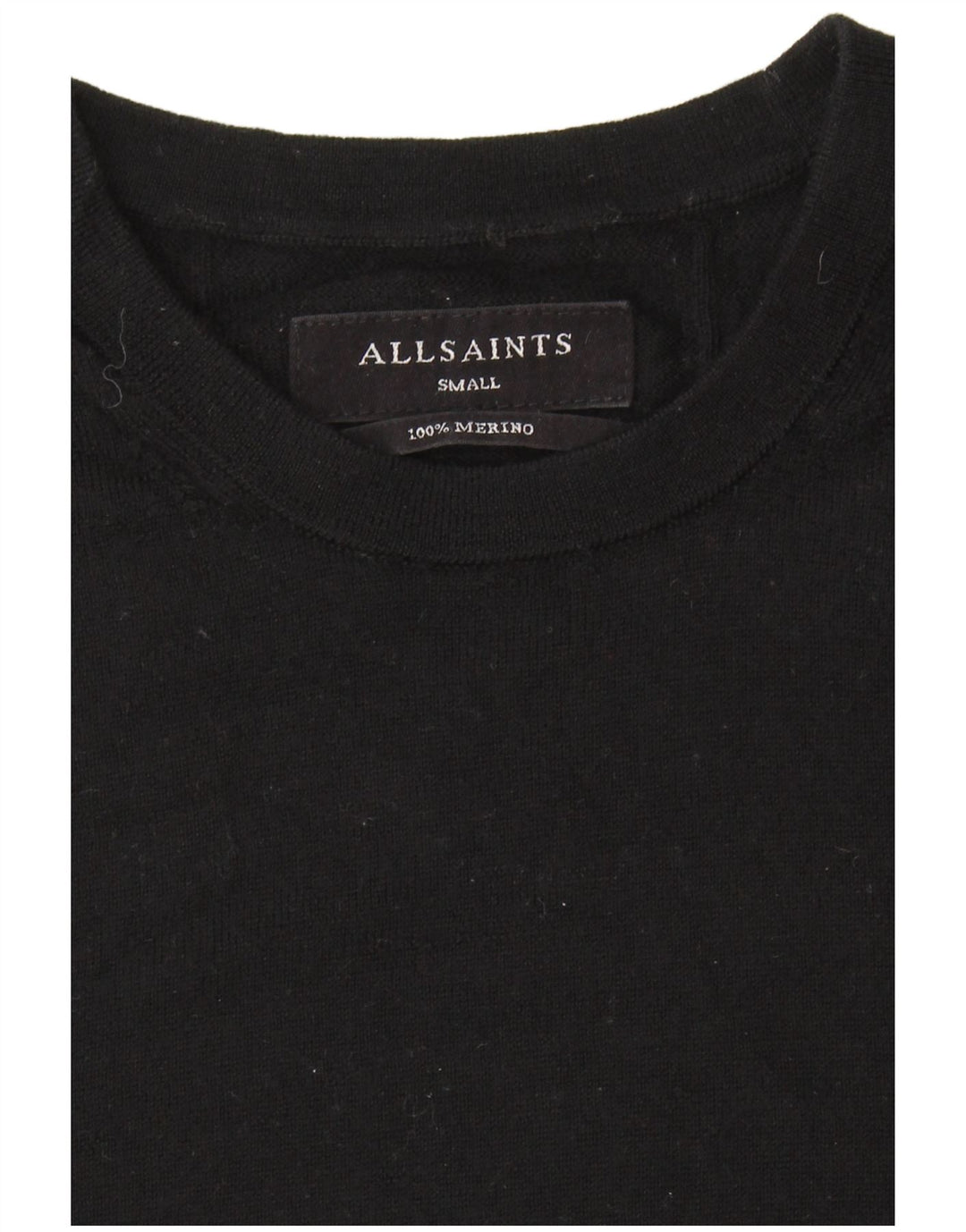 ALL SAINTS Mens Crew Neck Jumper Sweater Small Black Merino Wool
