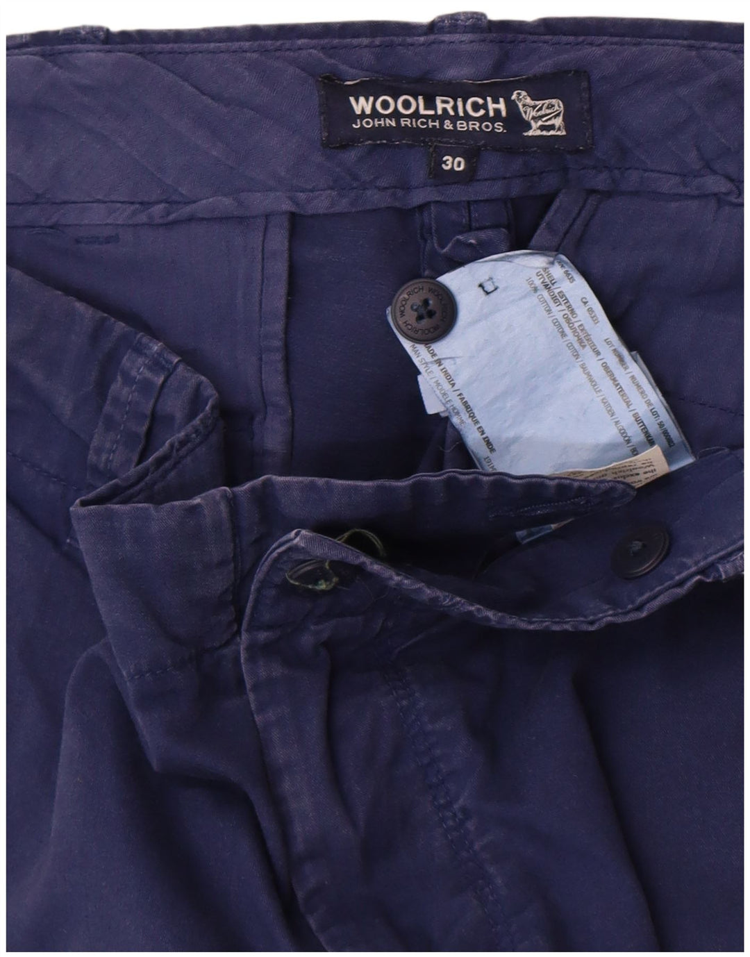 Woolrich Mens Chino Shorts W30 Medium Navy Blue Cotton
