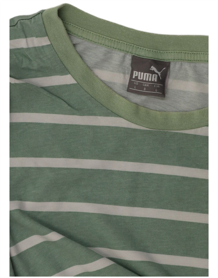 PUMA Mens T-Shirt Top Large Green Striped