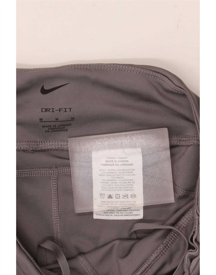 Nike Womens Dri Fit Crop Leggings UK 12 Medium  Grey Polyester