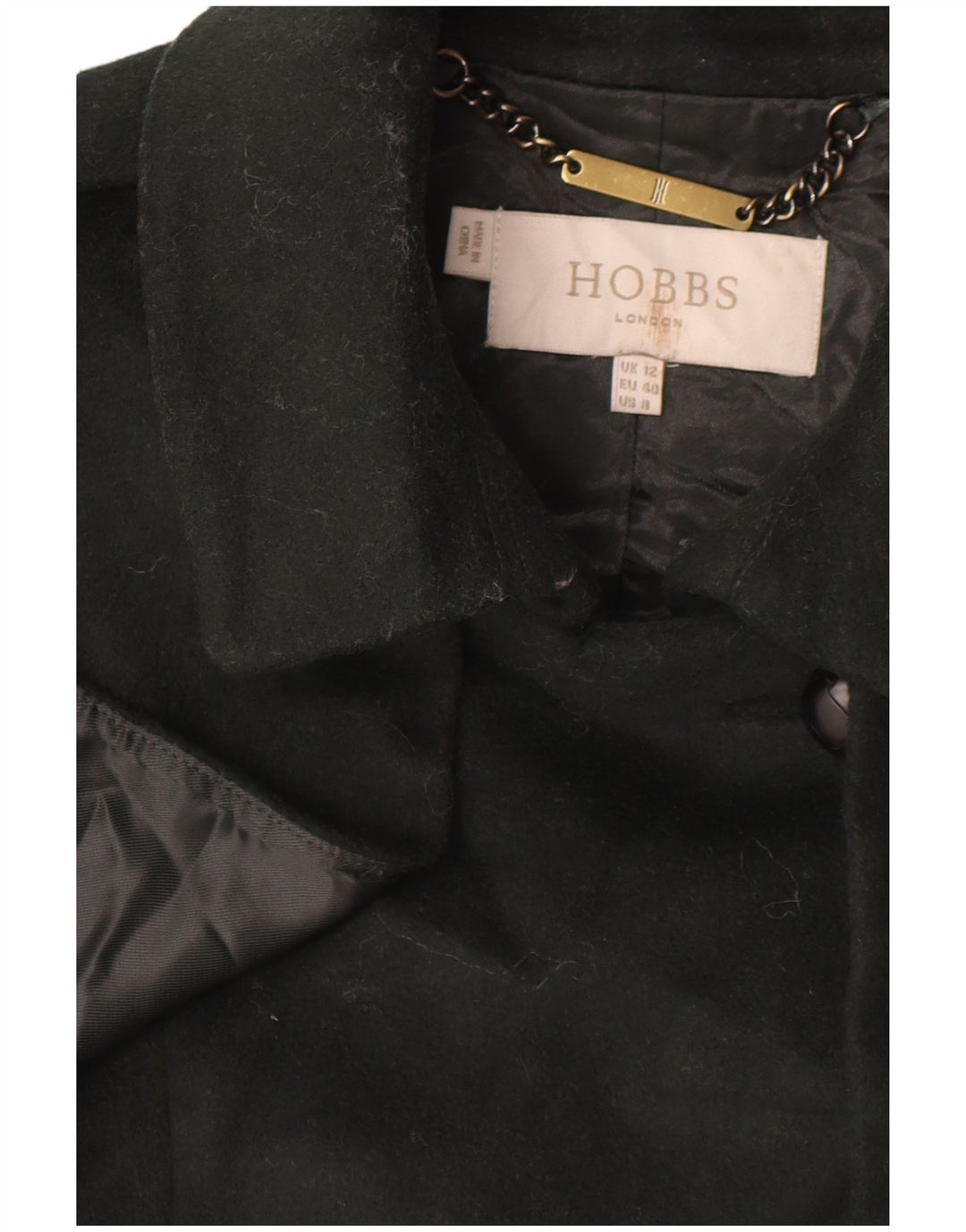 Hobbs Womens Military Double Breasted Coat UK 12 Medium Green Wool