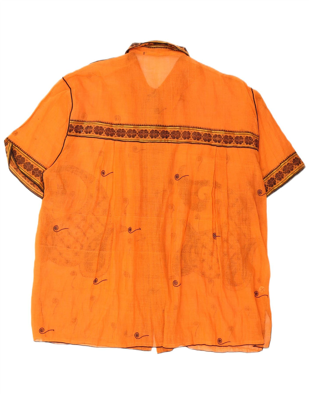 PAUL ROPP Womens See Through Oversized Shirt UK 14 Medium Orange Paisley