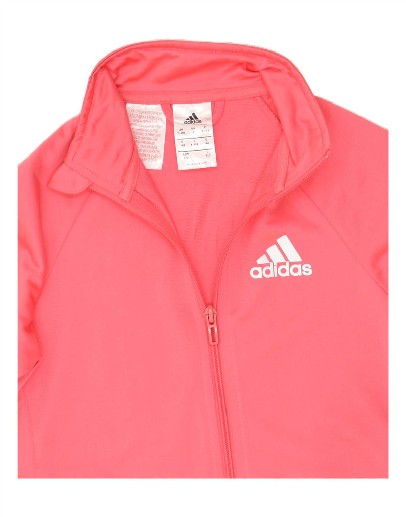 ADIDAS Girls Graphic Tracksuit Top Jacket 9-10 Years Pink Polyester | Vintage Adidas | Thrift | Second-Hand Adidas | Used Clothing | Messina Hembry 
